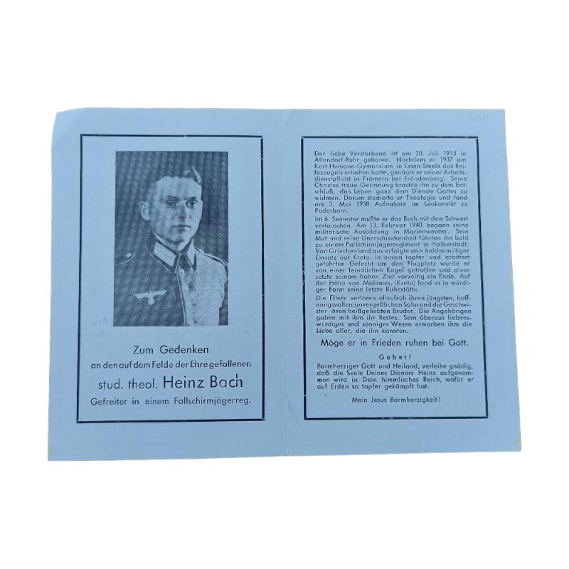 German Fallschirmjäger Deathcard (Crete)