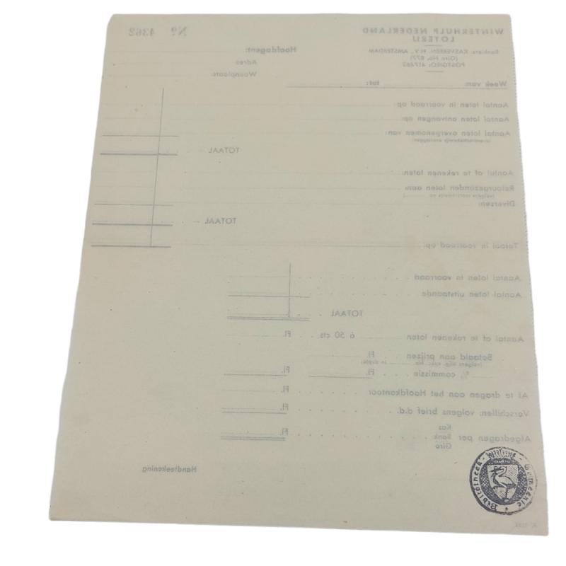 Dutch Winterhulp (Winterhulp Nederland - WHN) Invoice