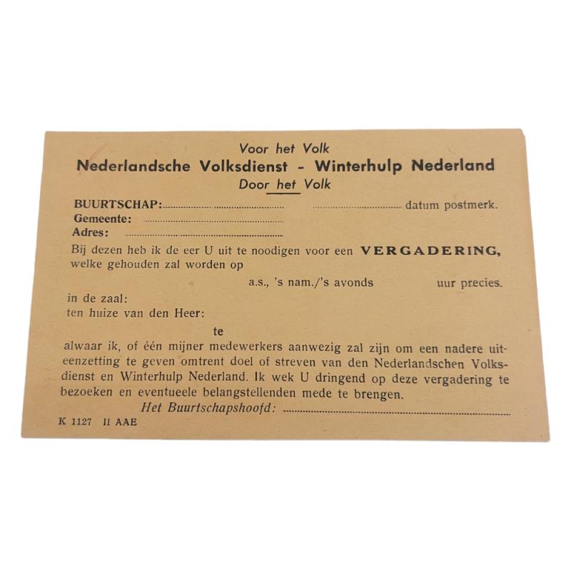 Dutch Winterhulp (Winterhulp Nederland - WHN) Invitation