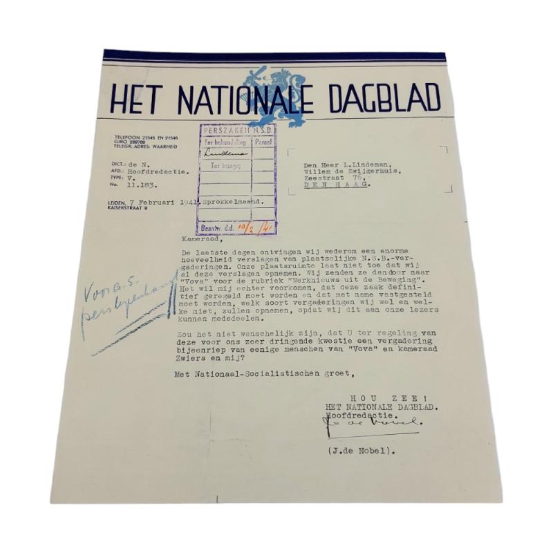 Dutch Letter 'Het Nationale Dagblad'