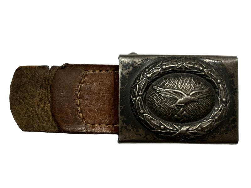 Brown Leather Blue Steel Belt Buckle by Assmann & Sohne Lüdeschein 1941