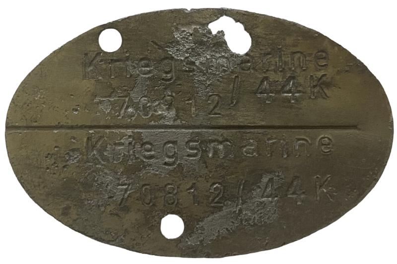 Kriegsmarine Erkennungsmarke 70812/44K