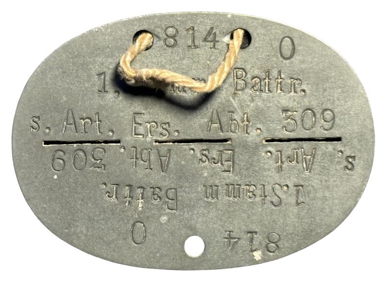 Erkennungsmarke 1.Stamm.Battr.Art.Ers.Abt.309