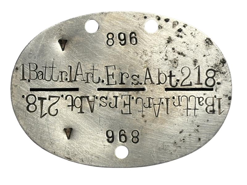 Erkennungsmarke 1.Battr.Art.Ers.Abt.218