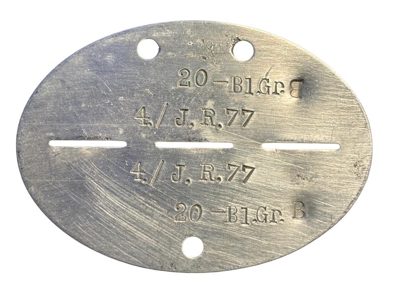 Erkennungsmarke 4./J.R.77