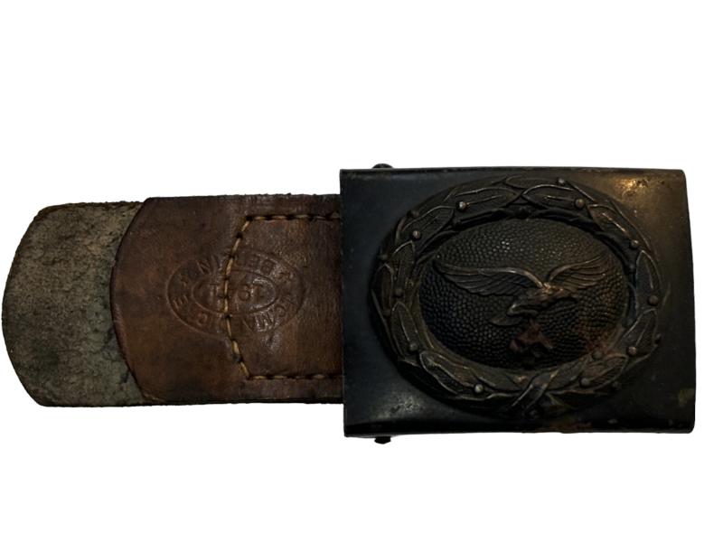 Brown Leather Blue Steel Belt Buckle by J.C. Maedicke 1941